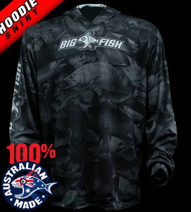 Bigfish Long Sleeve Shirts Mens|Flies<Aus CAMO DARK GREY HOODIE Long Sleeve