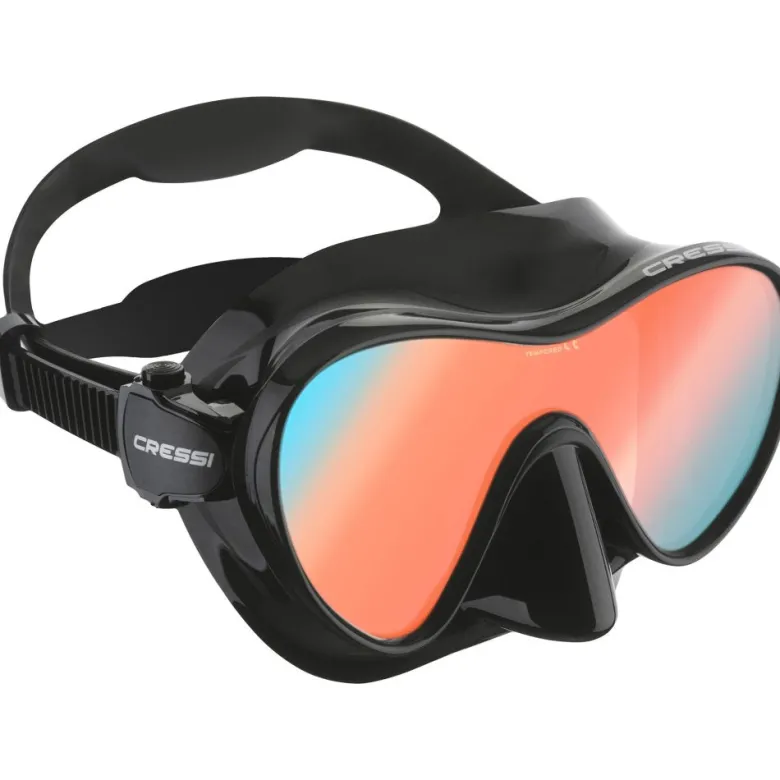Cressi Dive Masks|Flies<F1 Mask UV420 Blue/Red Lens Black