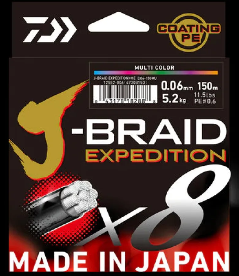 Daiwa Flies|Fishing Lines<J Braid Expedition X8 150m Orange