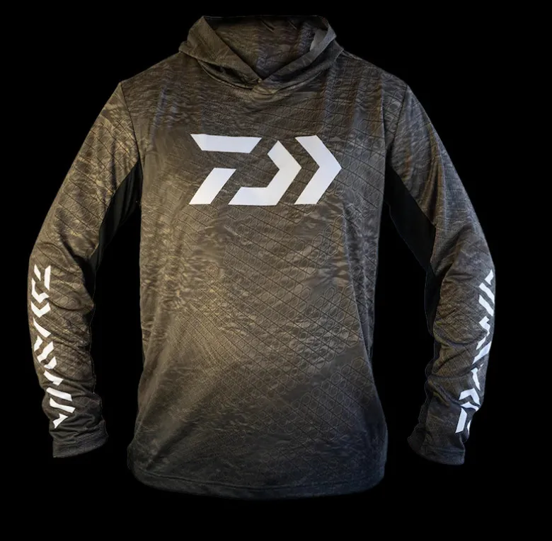 Daiwa Long Sleeve Shirts Mens|Flies<Ripple Hooded Jersey Moss