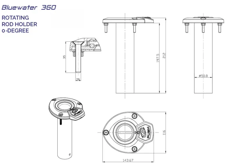 Exploding Fish Boat Rod Holders|Flies<Bluewater 360 Rod holder 0 degrees