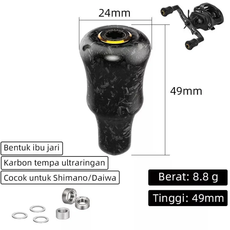 Gomexus Flies|Fishing Reel Parts<Carbon Knob 24mm Black Silver