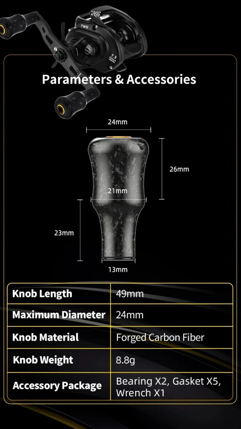 Gomexus Flies|Fishing Reel Parts<Carbon Knob 24mm Black Silver