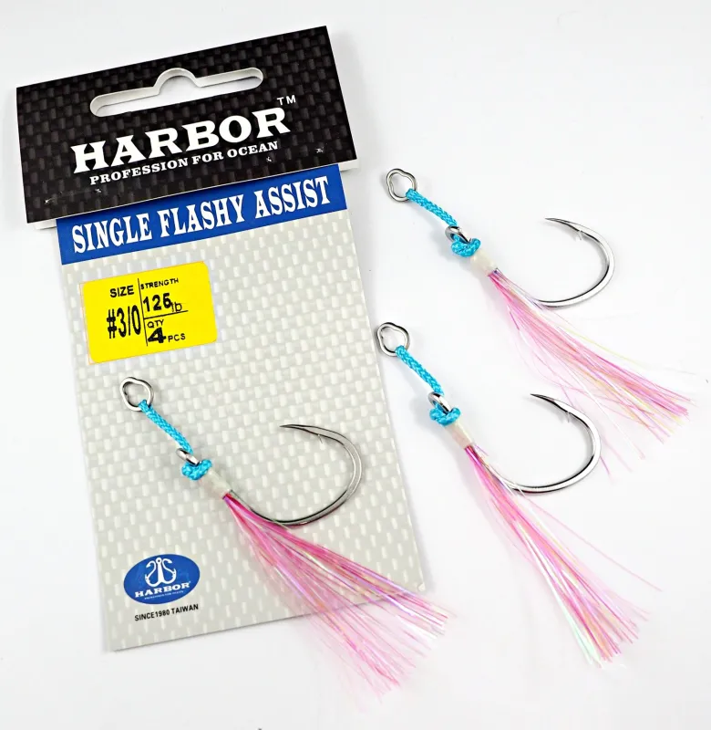 Harbor Assist Hooks|Flies<Single Flashy Assist Pink Glow