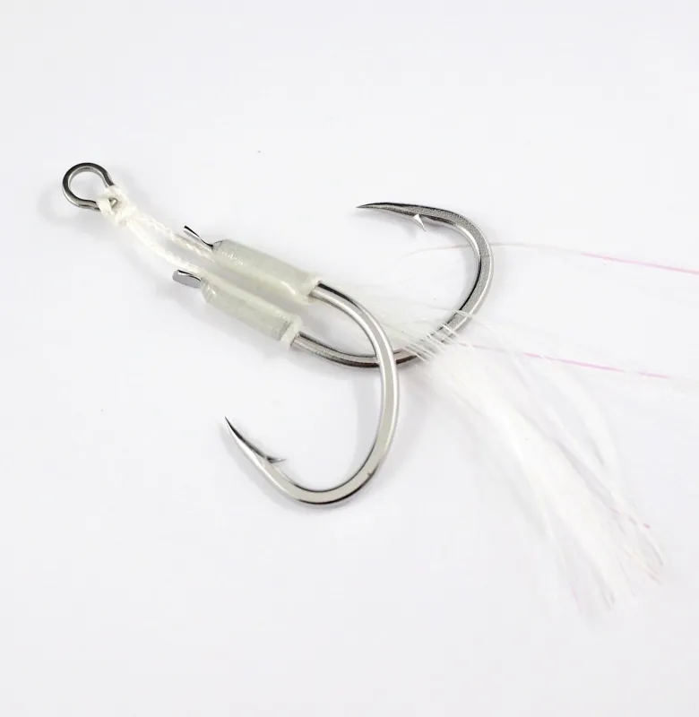 Harbor Assist Hooks|Flies<Twin Assist White Glow 2-pack