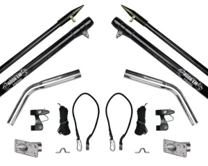 Hookem Boat Outriggers|Flies<Outrigger Set with Rigging Flush Mount 4.5m 3-piece Black