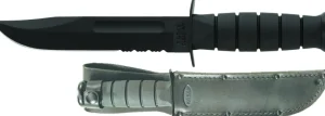 Ka-bar Hunting Knives|Flies<KB1212 Fighting Utility Knife Black with Black Leather Sheath Serrated Edge