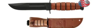 Ka-bar Hunting Knives|Flies<KB1250 USMC Short Knife with Brown Leather Sheath Straight Edge