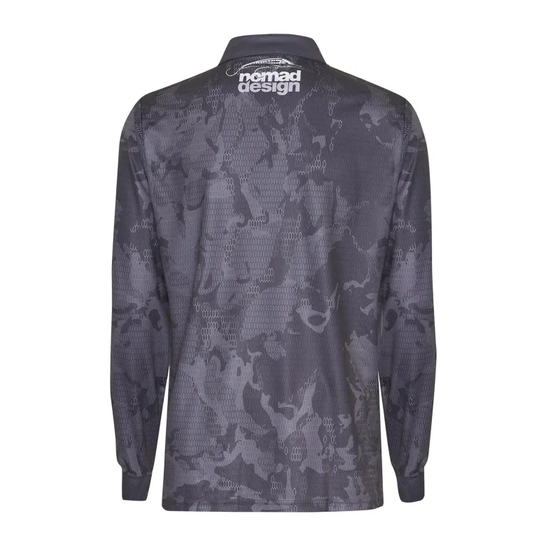 Nomad Long Sleeve Shirts Mens|Flies<Design Collared Fishing Jersey Charcoal Camo