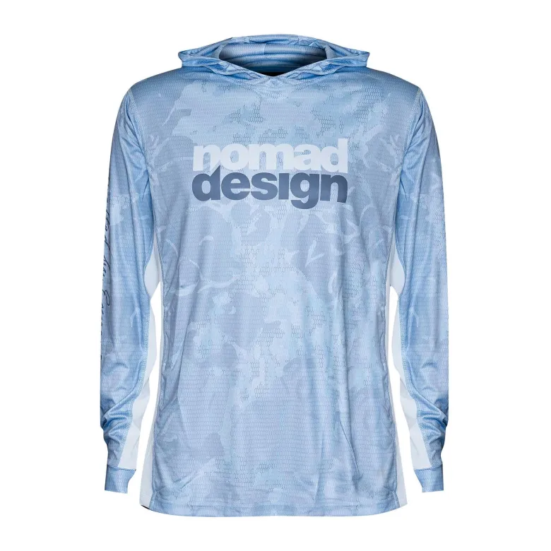 Nomad Long Sleeve Shirts Mens|Flies<Design Hooded Tech Shirt Camo Blue