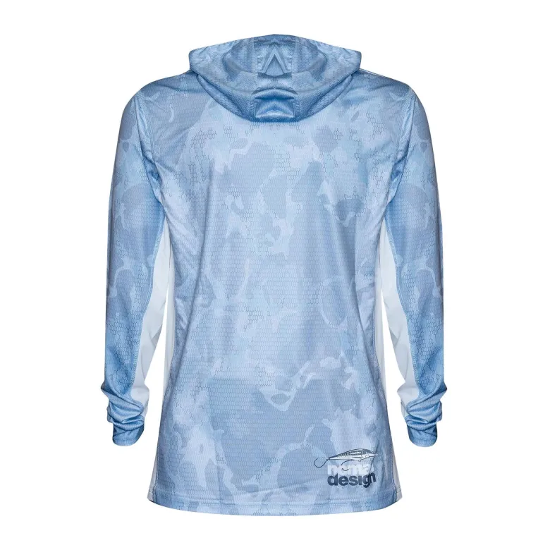 Nomad Long Sleeve Shirts Mens|Flies<Design Hooded Tech Shirt Camo Blue