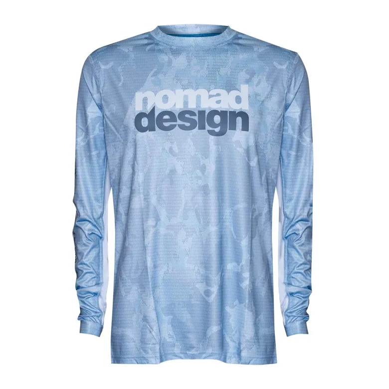 Nomad Long Sleeve Shirts Mens|Flies<Design Tech Shirt Camo Splice Blue