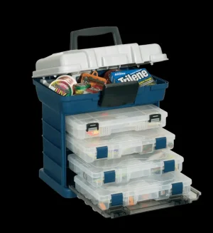 Plano Tackle Boxes And Trays|Flies<4BY 136400 Rack System Hard Tackle Box Blue/Silver