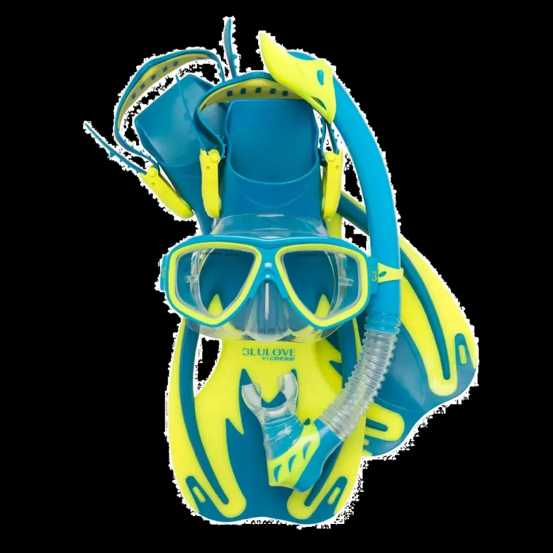 Cressi Dive Sets|Flies<Rocks Junior Mask/Snorkel/Fins Set Blue/Lime