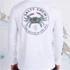 Salty Crew Long Sleeve Shirts Mens|Flies<Blue Crabber LS Sunshirt White