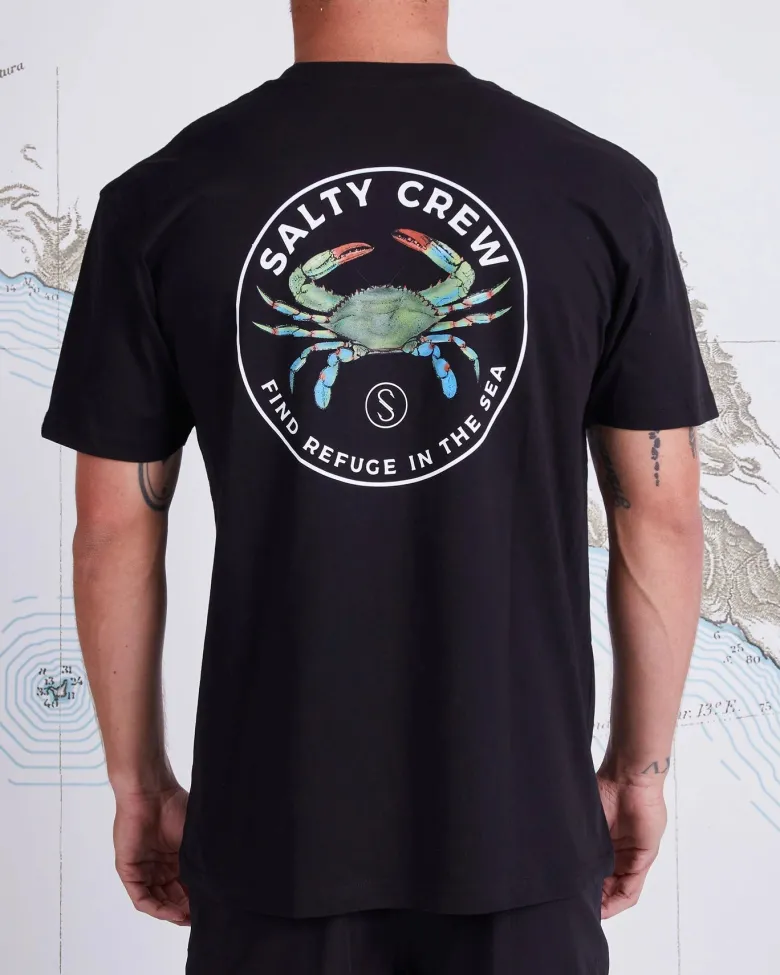 Salty Crew Short Sleeve Shirts Mens|Flies<Blue Crabber SS Tee Black