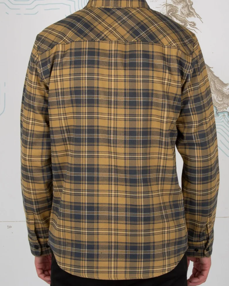 Salty Crew Long Sleeve Shirts Mens|Flies<Boatyard Flannel Tee Brown