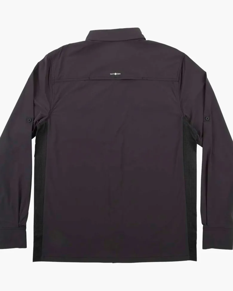 Salty Crew Long Sleeve Shirts Mens|Flies<Charter LS Tech Woven Tee Black
