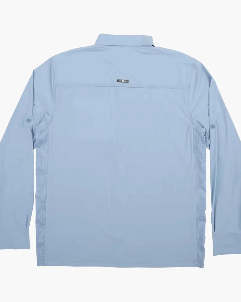 Salty Crew Long Sleeve Shirts Mens|Flies<Charter LS Tech Woven Tee Marine Blue