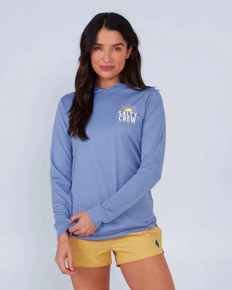 Salty Crew Long Sleeve Shirts Womens|Long Sleeve Shirts Mens<Cruisin Hooded Sunshirt Blue Dusk