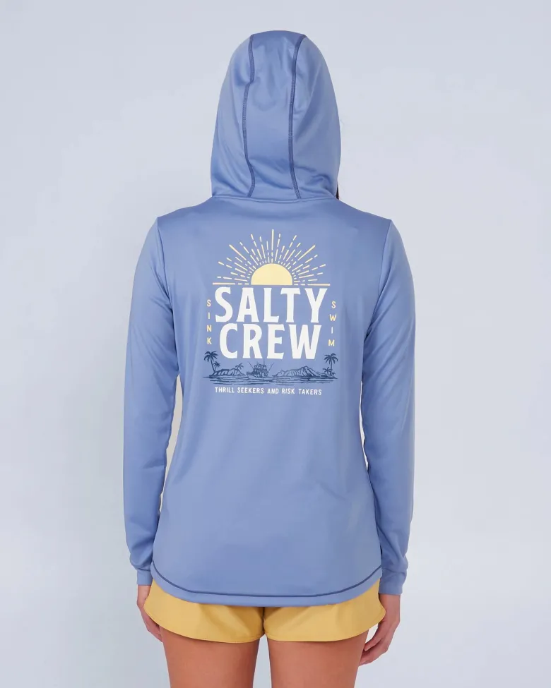 Salty Crew Long Sleeve Shirts Womens|Long Sleeve Shirts Mens<Cruisin Hooded Sunshirt Blue Dusk