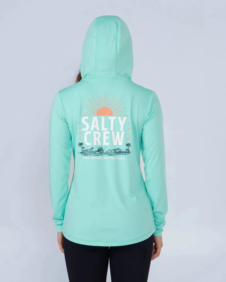 Salty Crew Long Sleeve Shirts Womens|Long Sleeve Shirts Mens<Cruisin Hooded Sunshirt Sea Foam