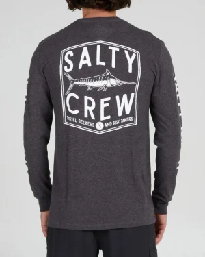 Salty Crew Long Sleeve Shirts Mens|Flies<Fishery LS Tee Charcoal Heather