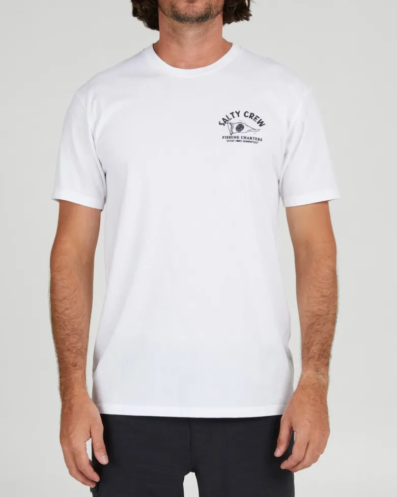Salty Crew Short Sleeve Shirts Mens|Flies<Fishing Charter Prem SS White