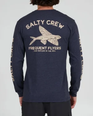 Salty Crew Long Sleeve Shirts Mens|Flies<Frequent Flyer Prem LS Tee Navy Heather