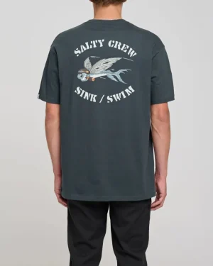 Salty Crew Short Sleeve Shirts Mens|Flies<Kamikaze Premium SS Tee Coal