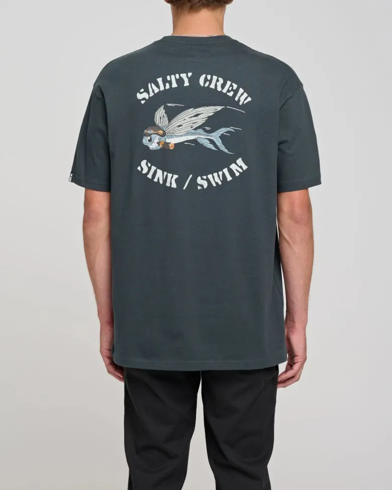 Salty Crew Short Sleeve Shirts Mens|Flies<Kamikaze Premium SS Tee Coal