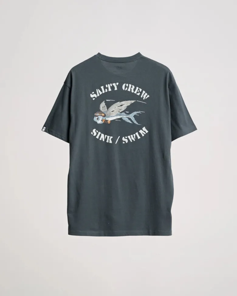 Salty Crew Short Sleeve Shirts Mens|Flies<Kamikaze Premium SS Tee Coal