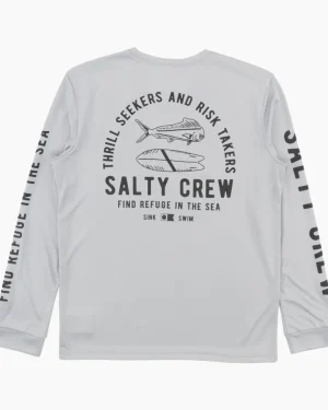 Salty Crew Long Sleeve Shirts Mens|Flies<Lateral Line Sunshirt Boys Silver