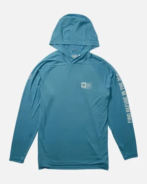Salty Crew Long Sleeve Shirts Mens|Flies<Mariner Hood Tech Tee Azul Blue