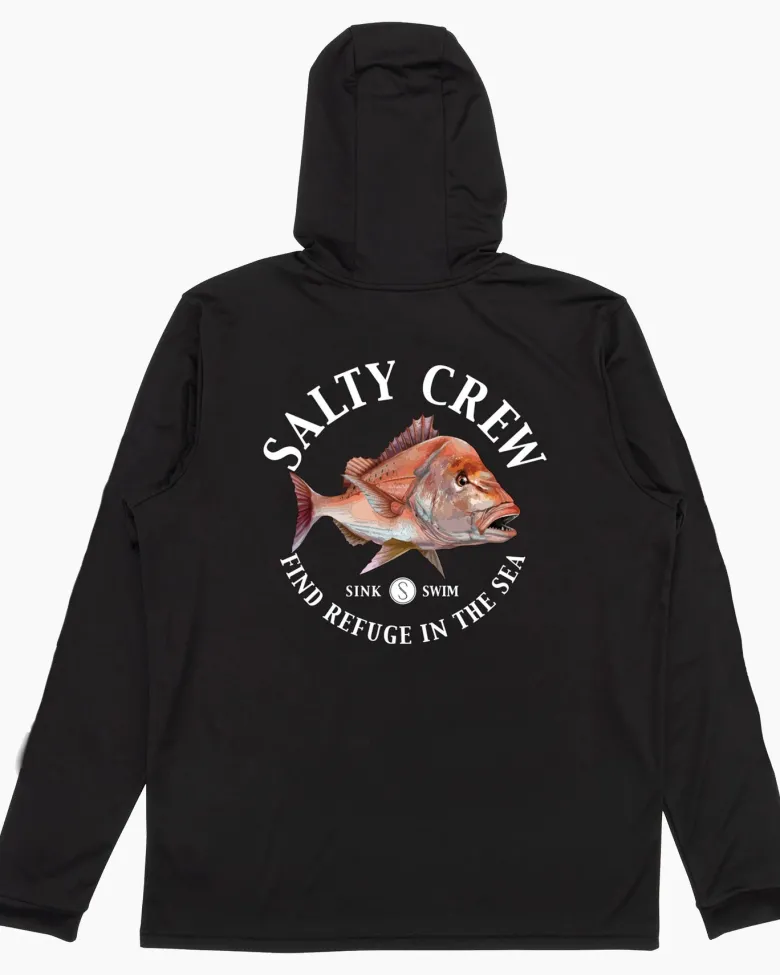 Salty Crew Long Sleeve Shirts Mens|Flies<Snap Attack Hooded Sunshirt Black