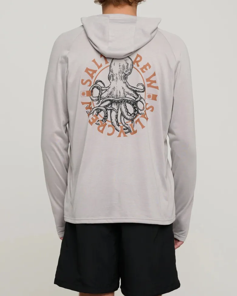 Salty Crew Long Sleeve Shirts Mens|Flies<Tentacles Hood Sunshirt Stone Grey