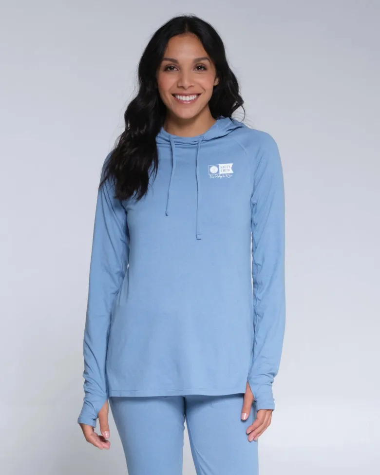 Salty Crew Long Sleeve Shirts Womens|Long Sleeve Shirts Mens<Thrill Seekers Hooded Sunshirt Wmns Marine Blue