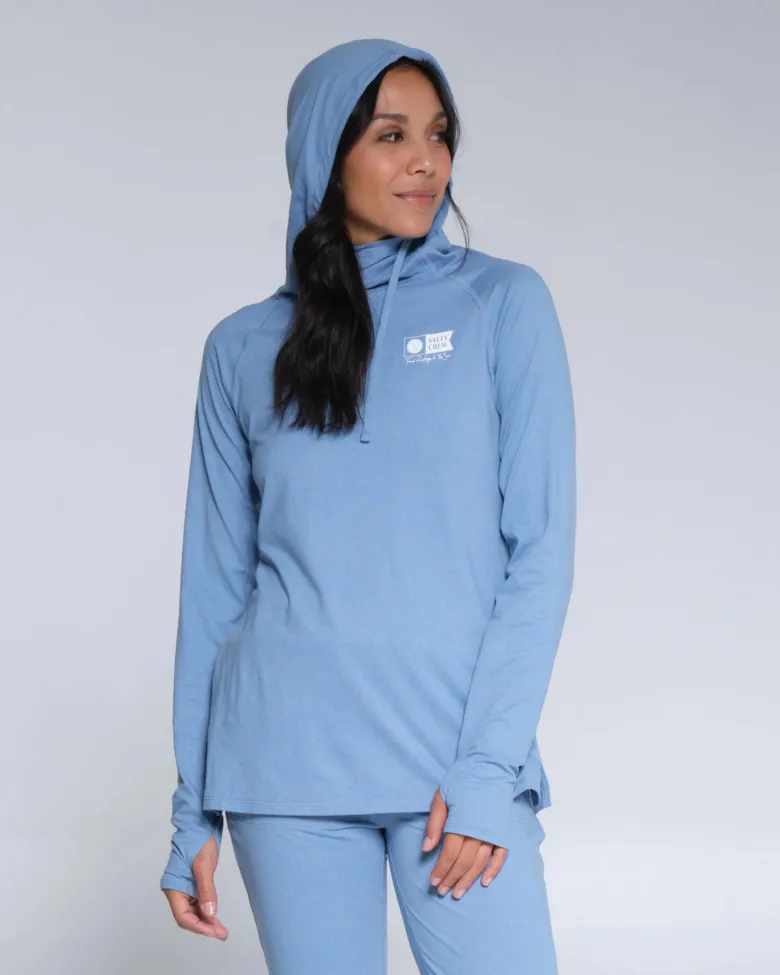 Salty Crew Long Sleeve Shirts Womens|Long Sleeve Shirts Mens<Thrill Seekers Hooded Sunshirt Wmns Marine Blue