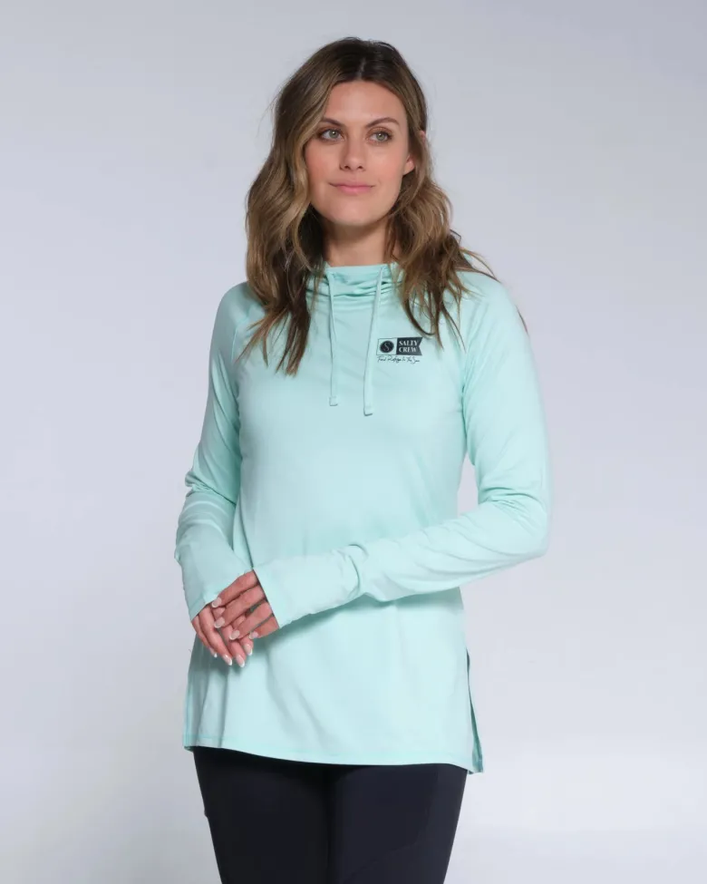 Salty Crew Long Sleeve Shirts Womens|Long Sleeve Shirts Mens<Thrill Seekers Hooded Sunshirt Wmns Seafoam