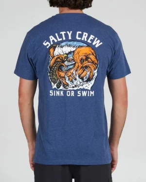 Salty Crew Short Sleeve Shirts Mens|Flies<Tsunami SS Tee Navy Heather