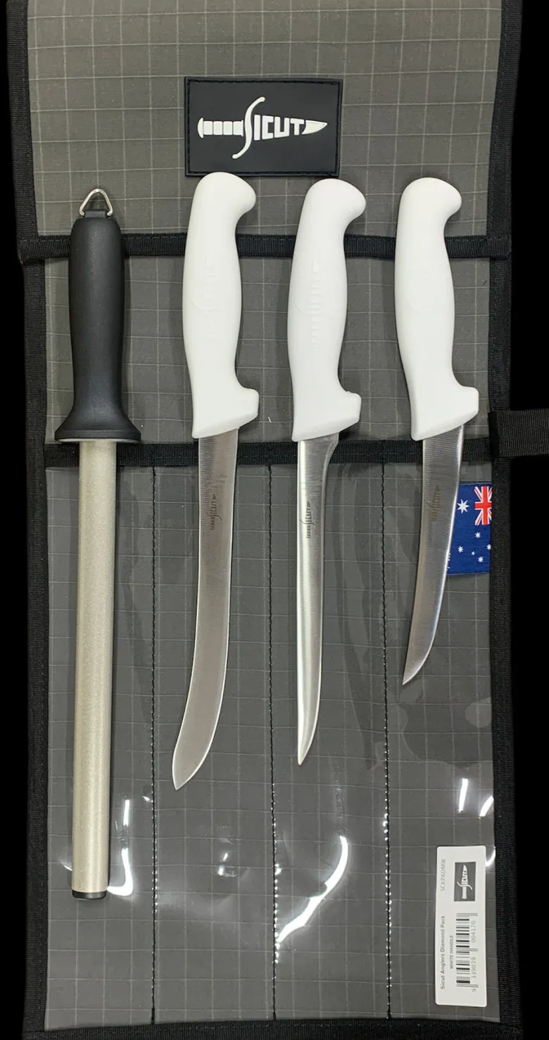 Sicut Filleting Knives|Flies<Anglers Diamond Knife Pack White Handles
