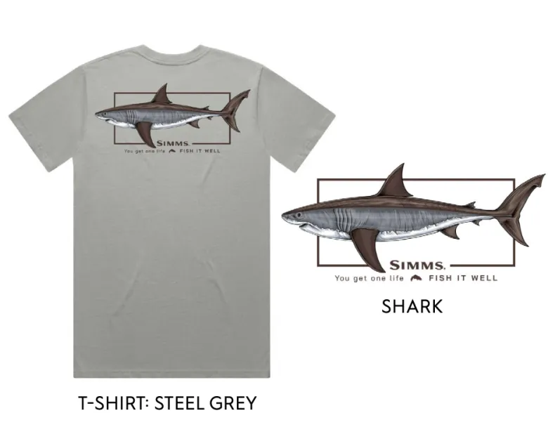 Simms Short Sleeve Shirts Mens|Flies<Artist Tee Great White Fish it Well