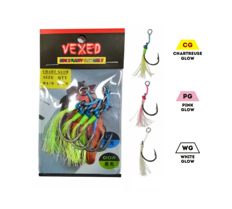 Vexed Assist Hooks|Flies<Single Flashy Assist Chartreuse Glow