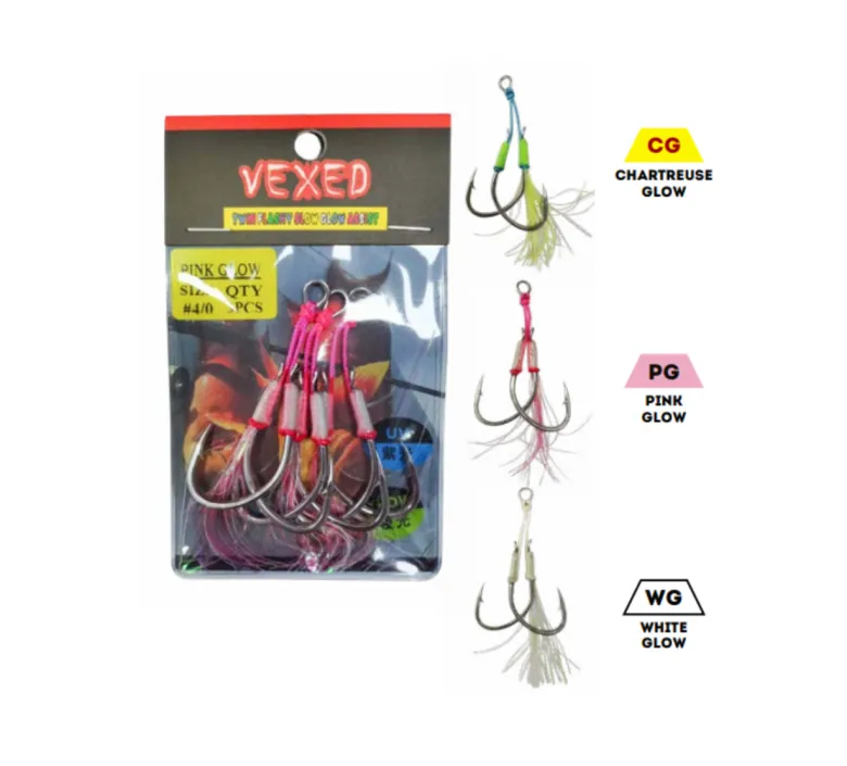 Vexed Assist Hooks|Flies<Twin Flashy Slow Assist White Glow